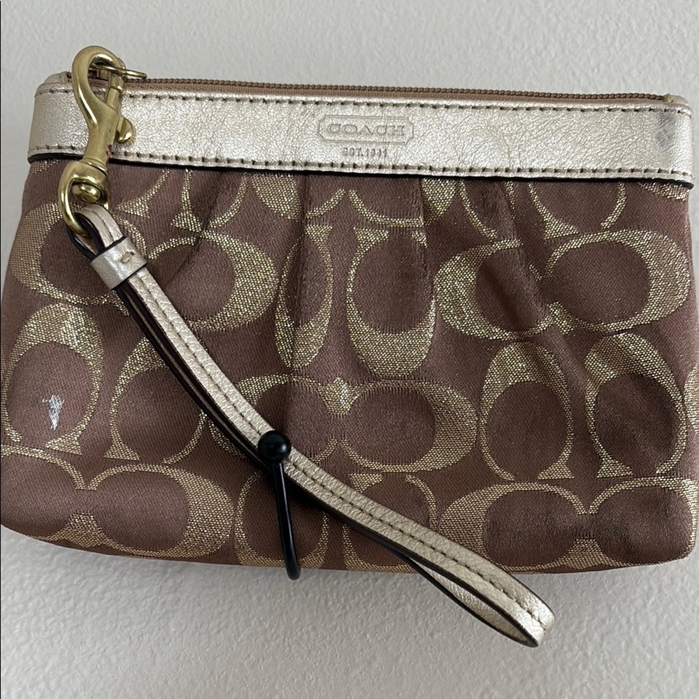 Coach Brown and Gold Wristlet